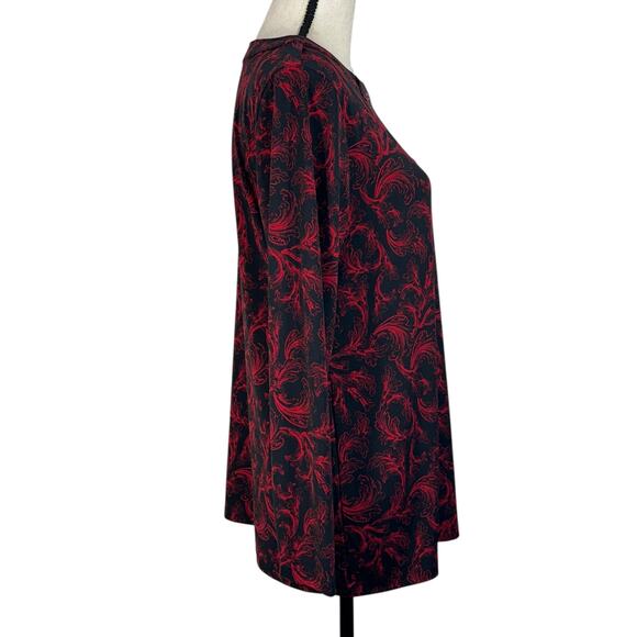 Christopher & Banks Petite Large Top Stretch Long Sleeves Keyhole Cutouts Multi - Picture 3 of 8